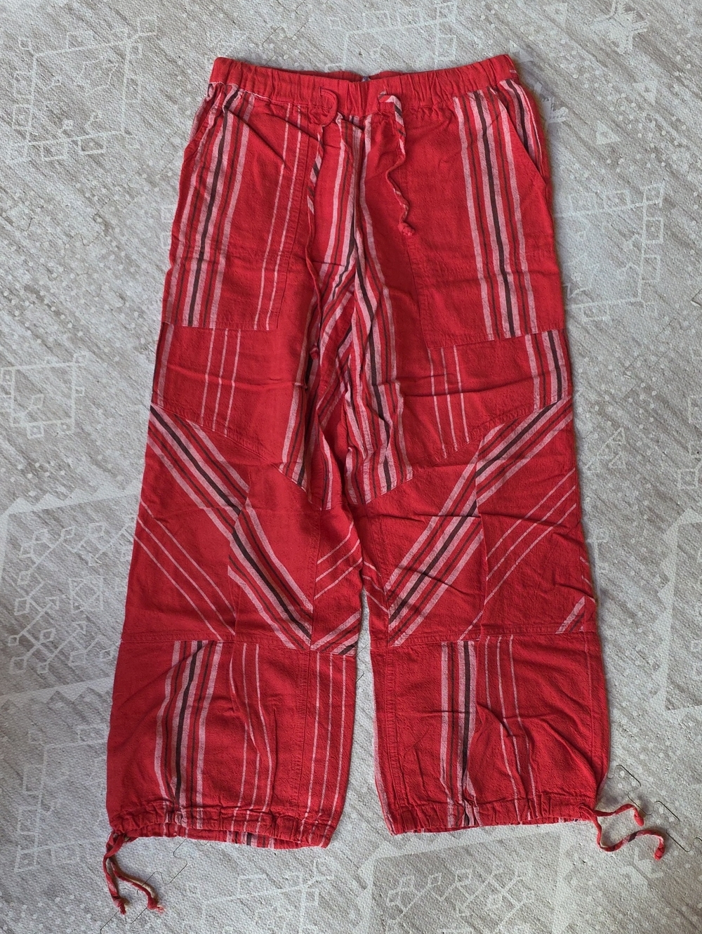 Urban Outfitters Red Striped Wide-Leg Pants